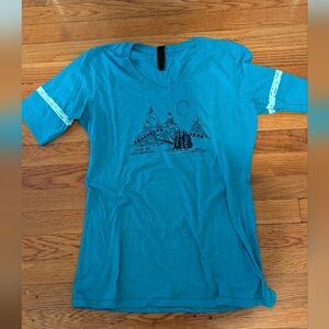 Teal Graphic V-Neck T-Shirt